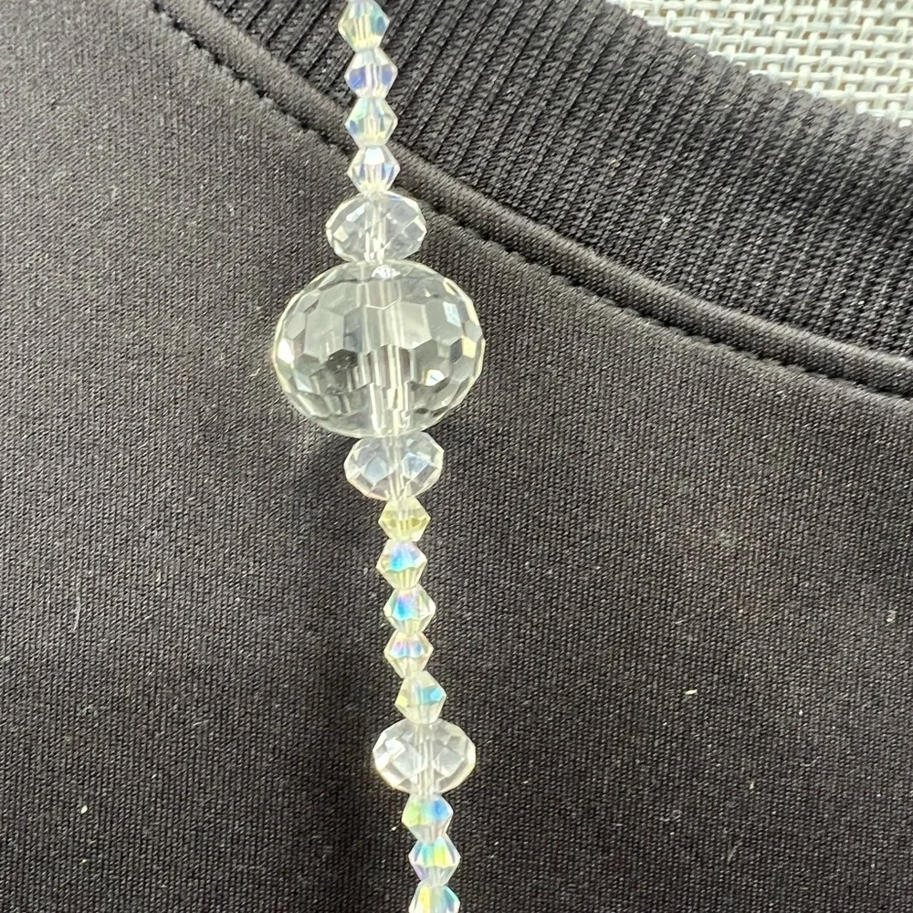 Art deco facet cut clear crystal glass beaded necklace - Picture 6 of 8